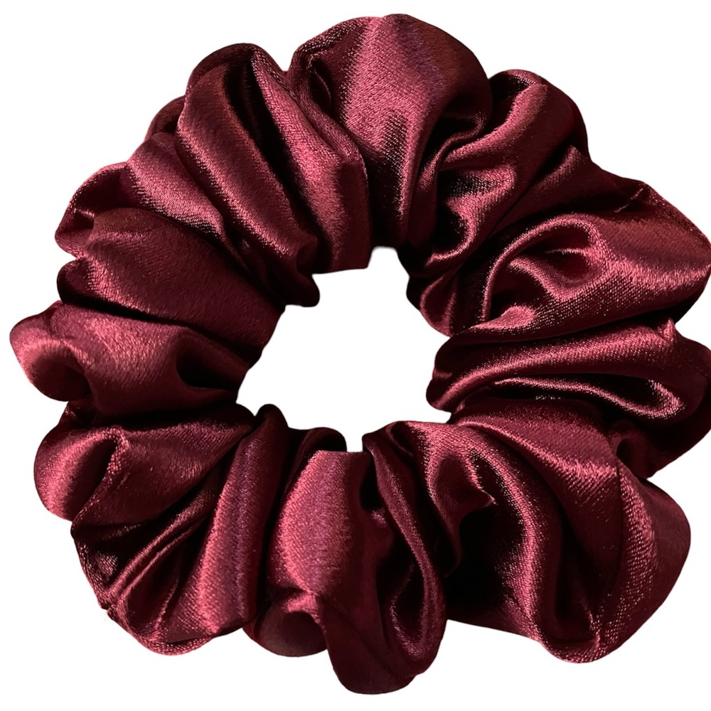 Fluffy Burgundy Wine Scrunchie Hair Tie